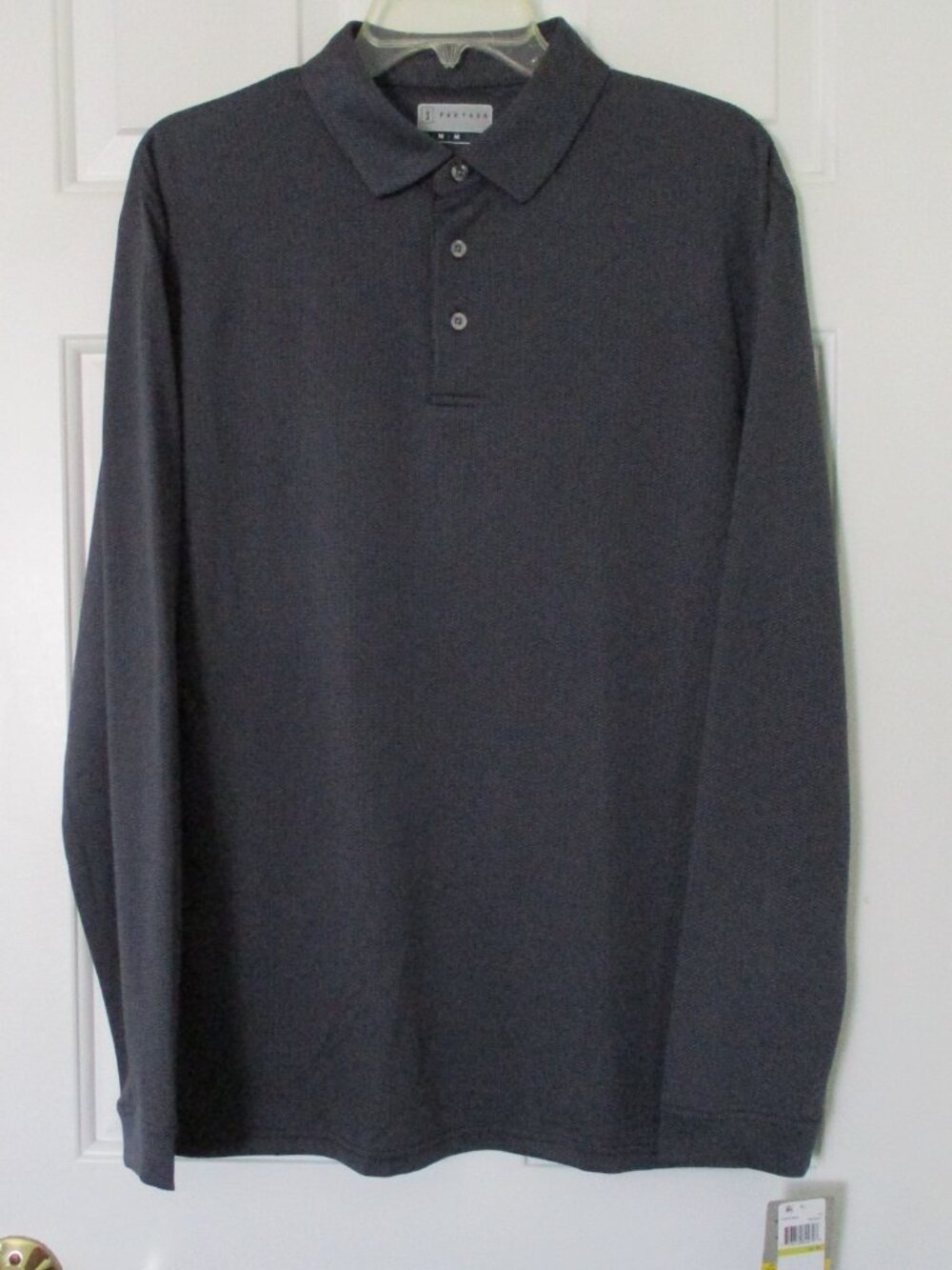 PGA Tour Mens L/S Navy Gray Golf Polo Shirt w/UPF 15 NWT - Size Medium